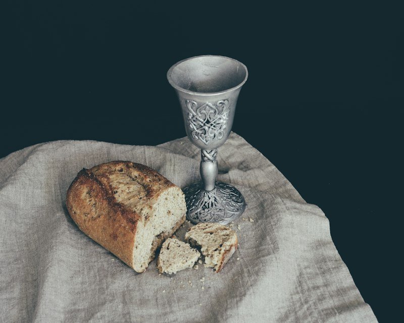 Eucharistic bread and chalice symbolising the First Holy Communion sacrament